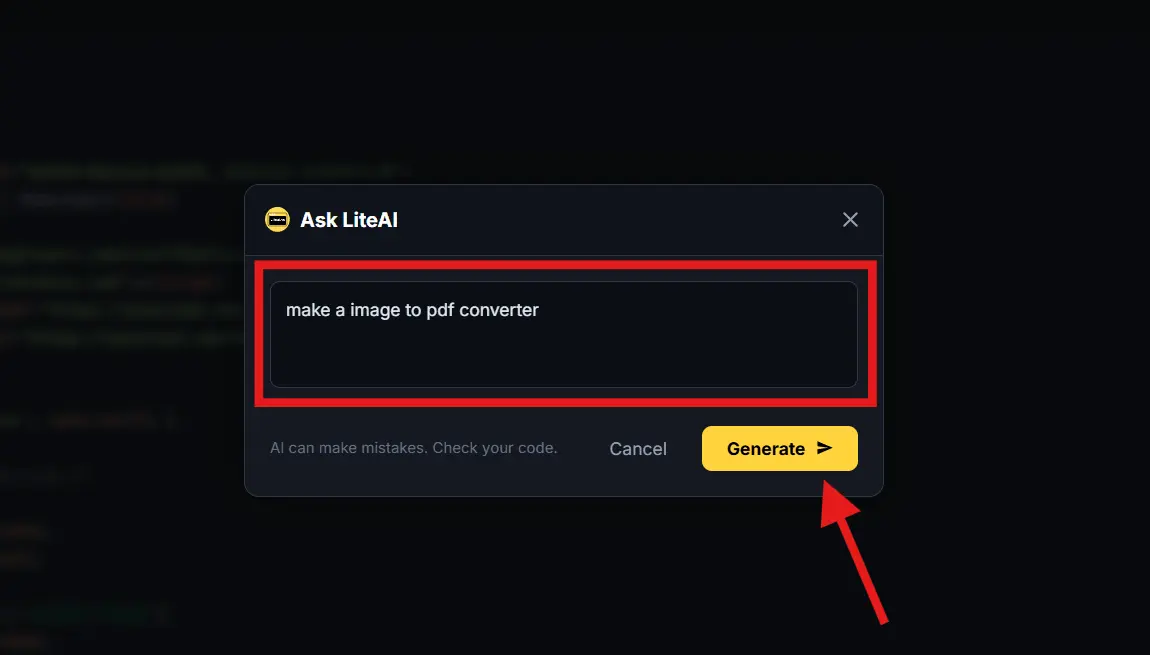 Generate Free App Code via AI Prompt