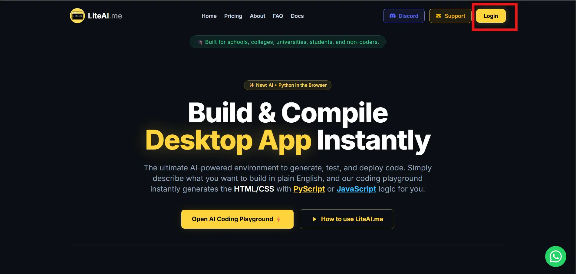 Login to LiteAI dashboard to begin conversion