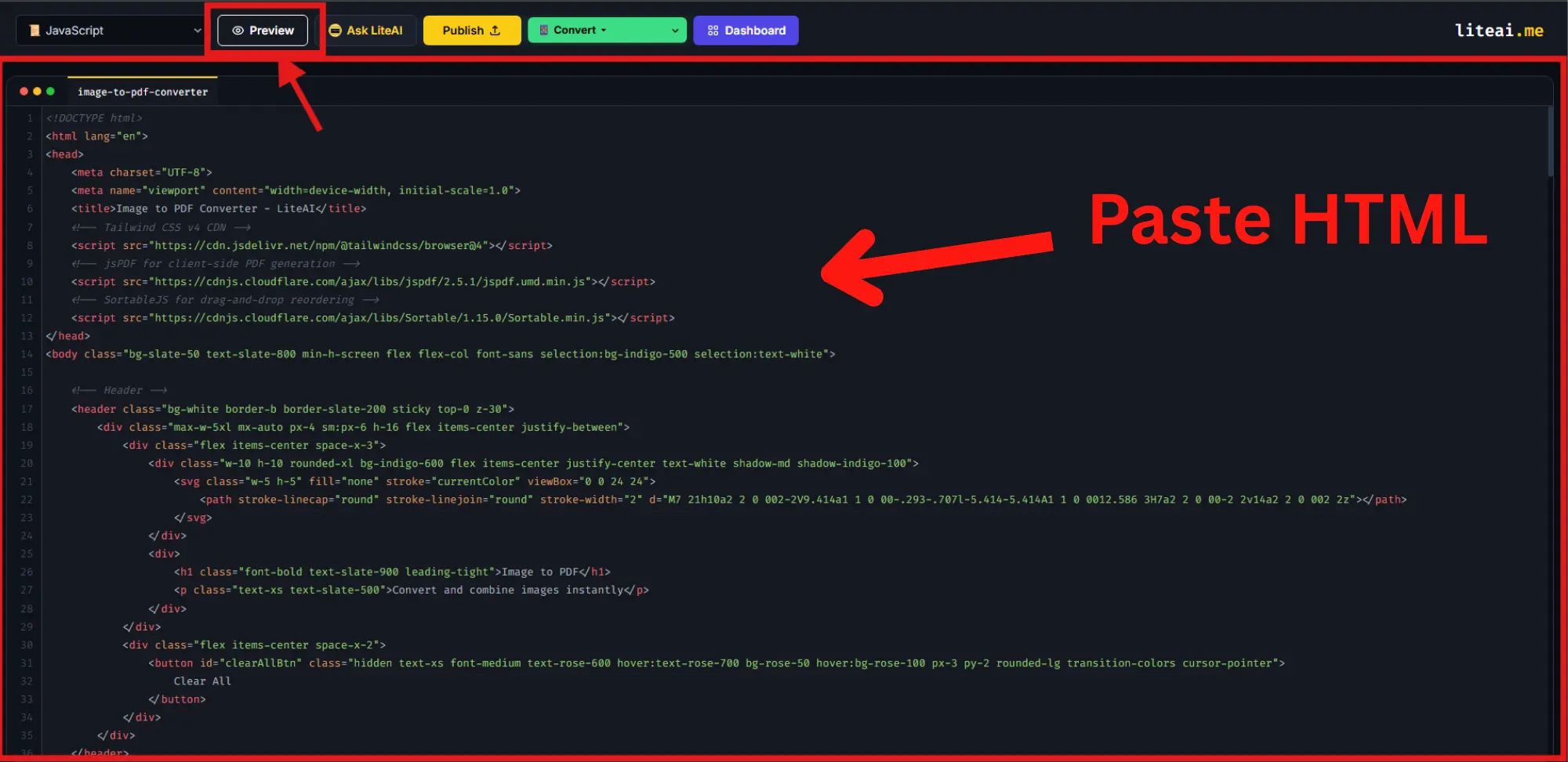 Code and Preview HTML Logic