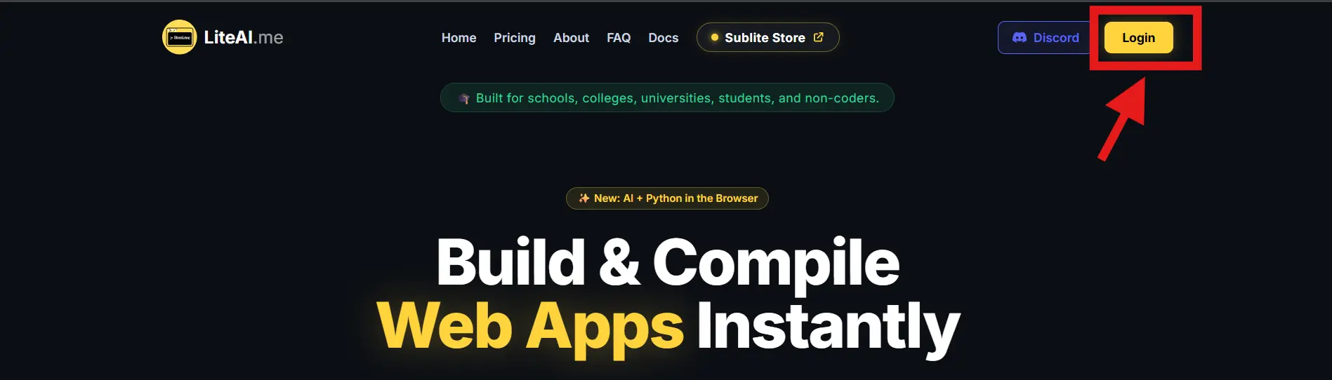 Login to LiteAI Builder Dashboard